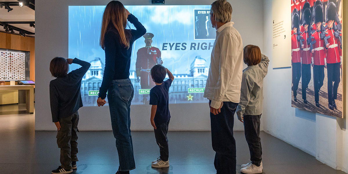 A family taking orders from our virtual drill sergeant